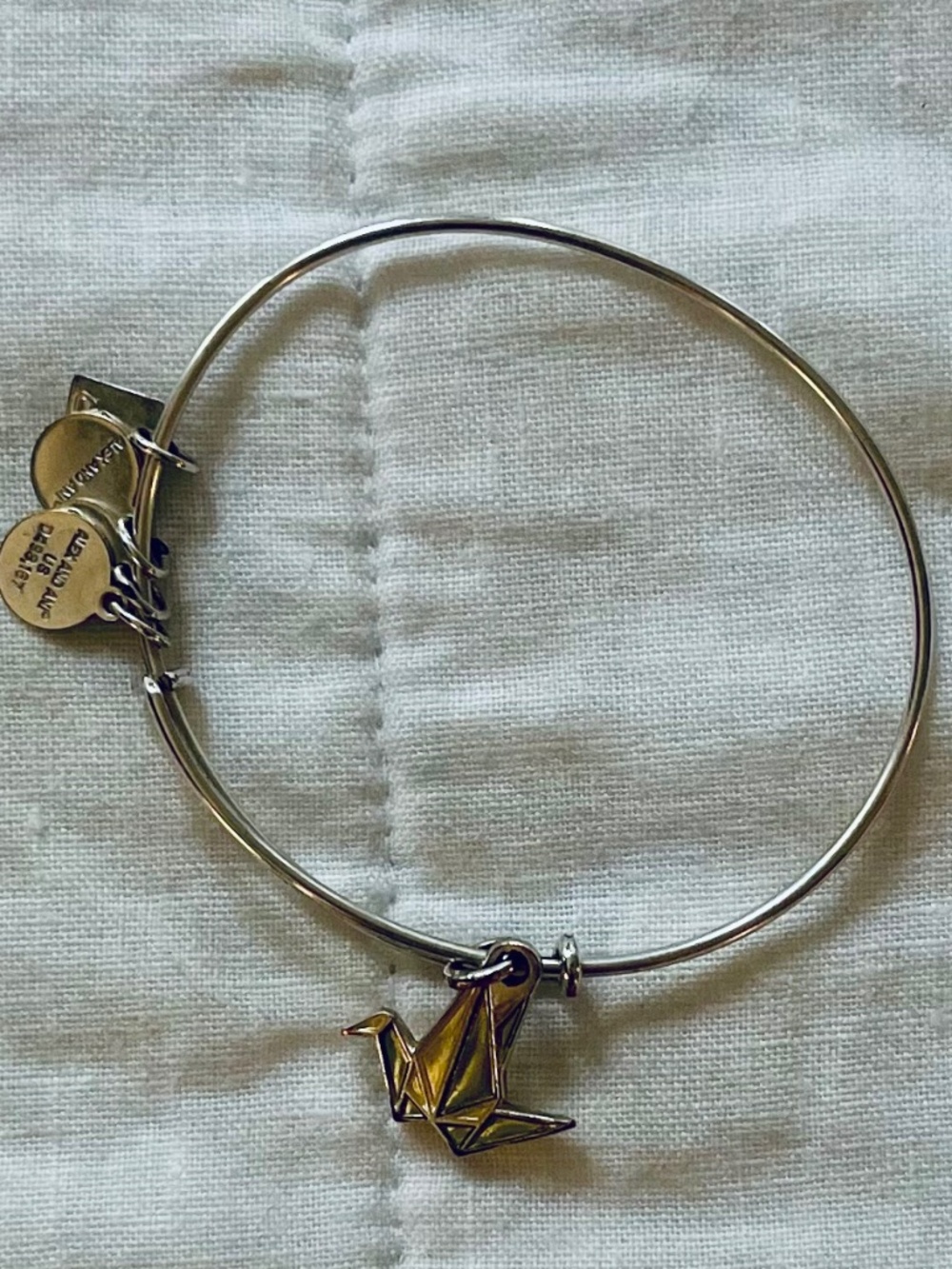Alex + Ani silver paper crane charm bangle